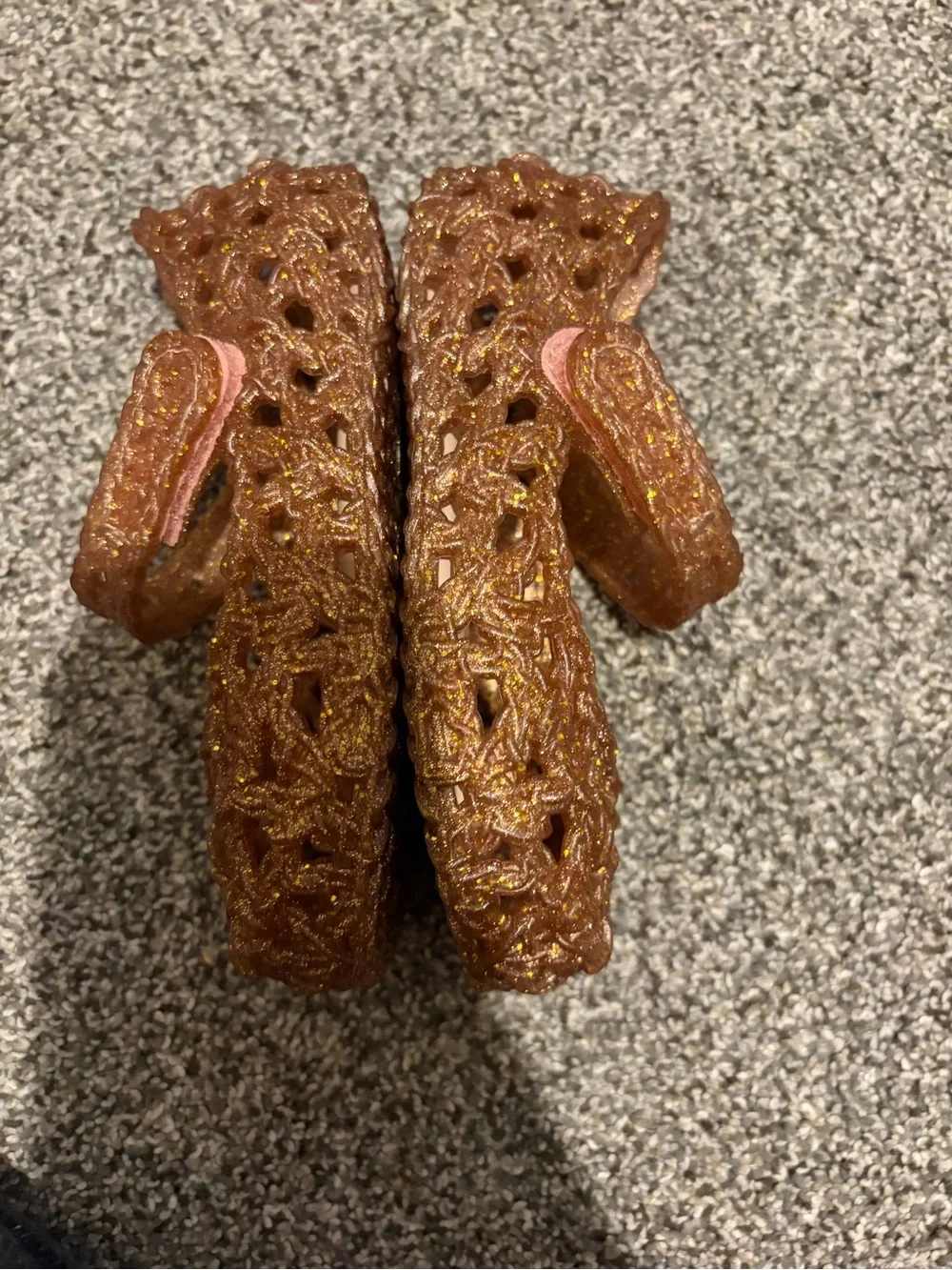 NWB Mini Melissa Pinkish Brown Glitter Mary Jane Kids Shoes